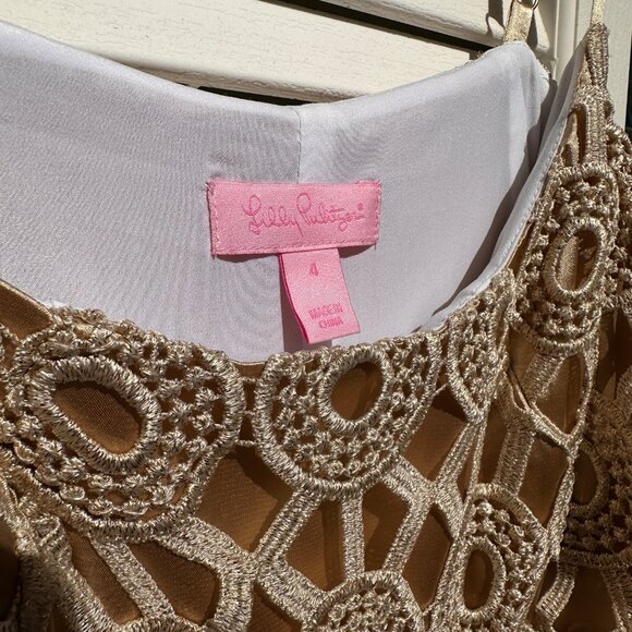 Lilly Pulitzer Beth Lace Slip Dress Metallic Gold - Picture 2 of 5